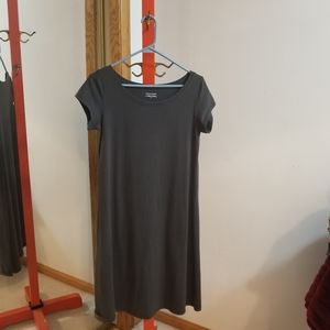 EILEEN FISHER Women's Basic Ballet Neck Shirt Dress Gray Cap Sleeve Petite Small